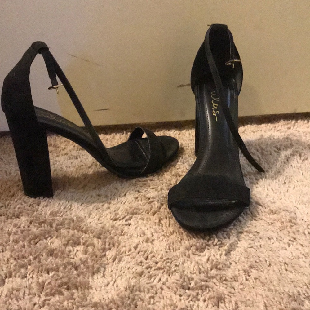 Black ankle strap heels